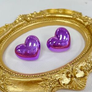 Purple Heart Shiny Earrings